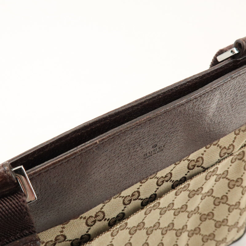 Gucci Vintage Flat Messenger Gg Canvas And Leather Beige