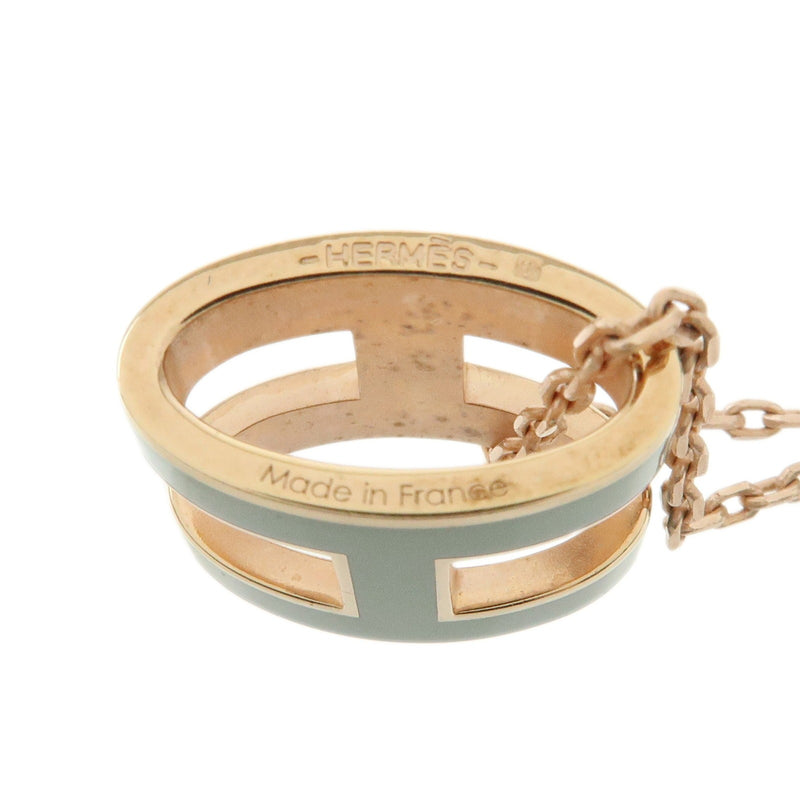 Hermes Pop H Pendant Chain Metal And Enamel Pink Rose_gold Bijoux