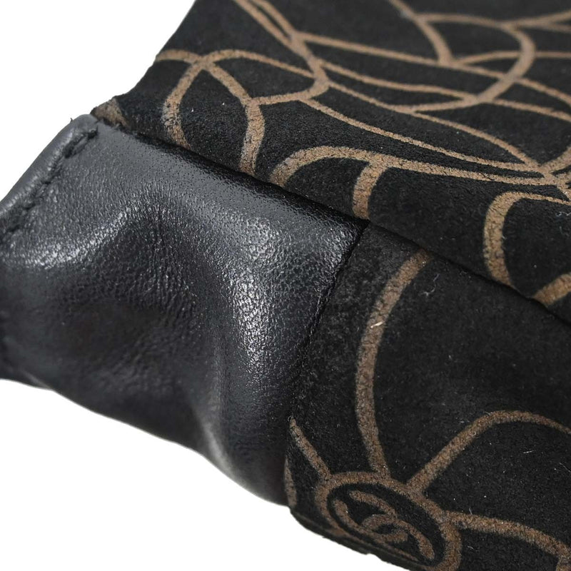 Chanel Camellia Chain Embossed Suede Black Bag