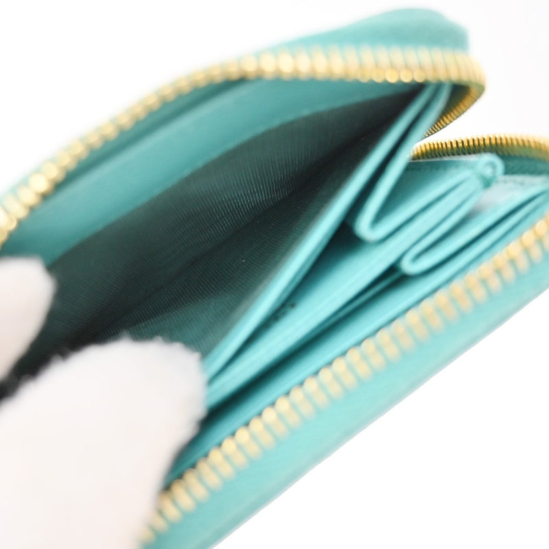 Prada Zip Around Saffiano Leather Blue Accessory