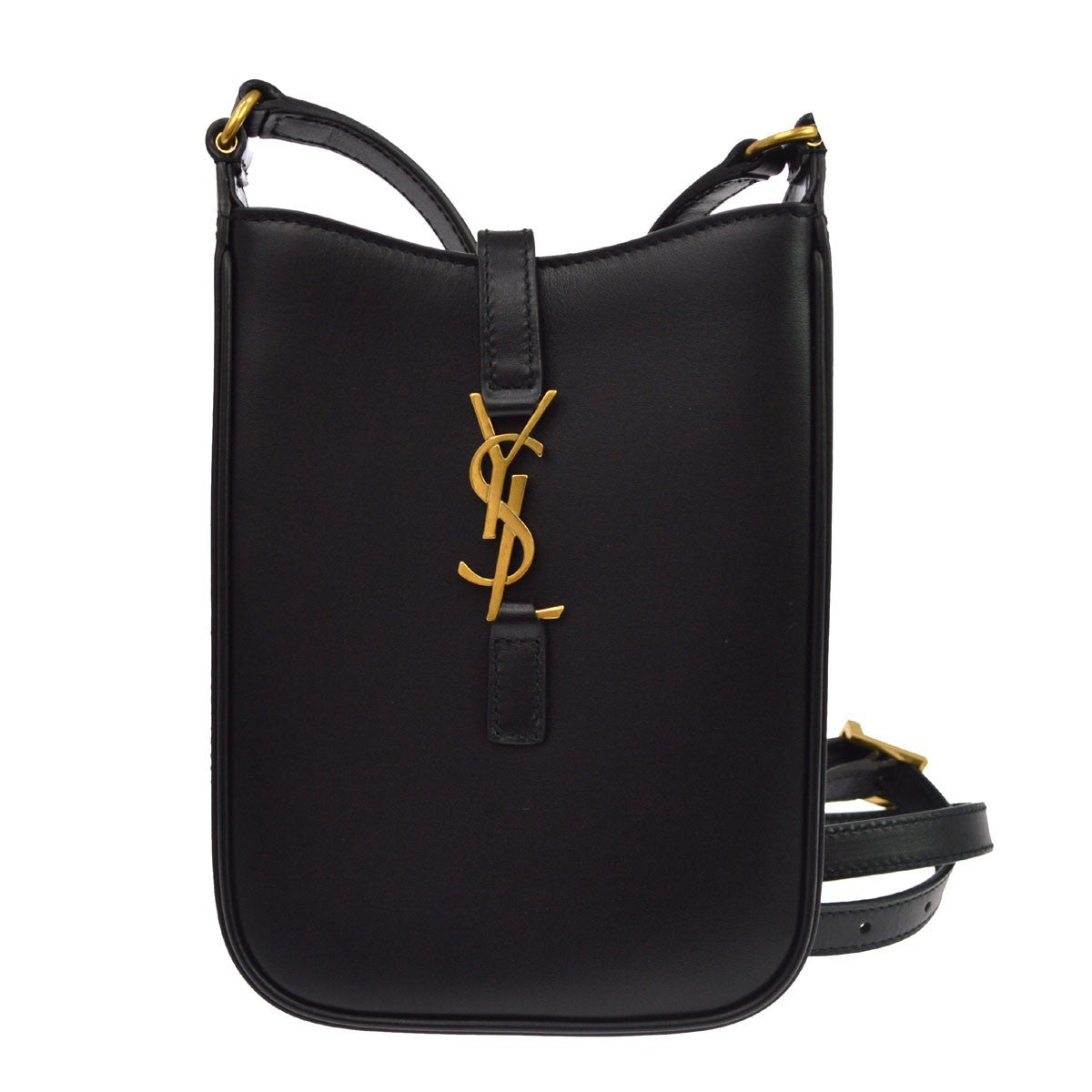 Saint Laurent Le 5 A 7 Vertical Leather Black Bag