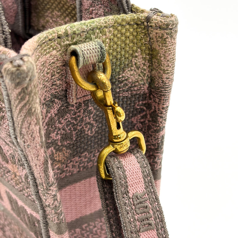 Christian Dior Book Tote Phone Embroidered Canvas Pink