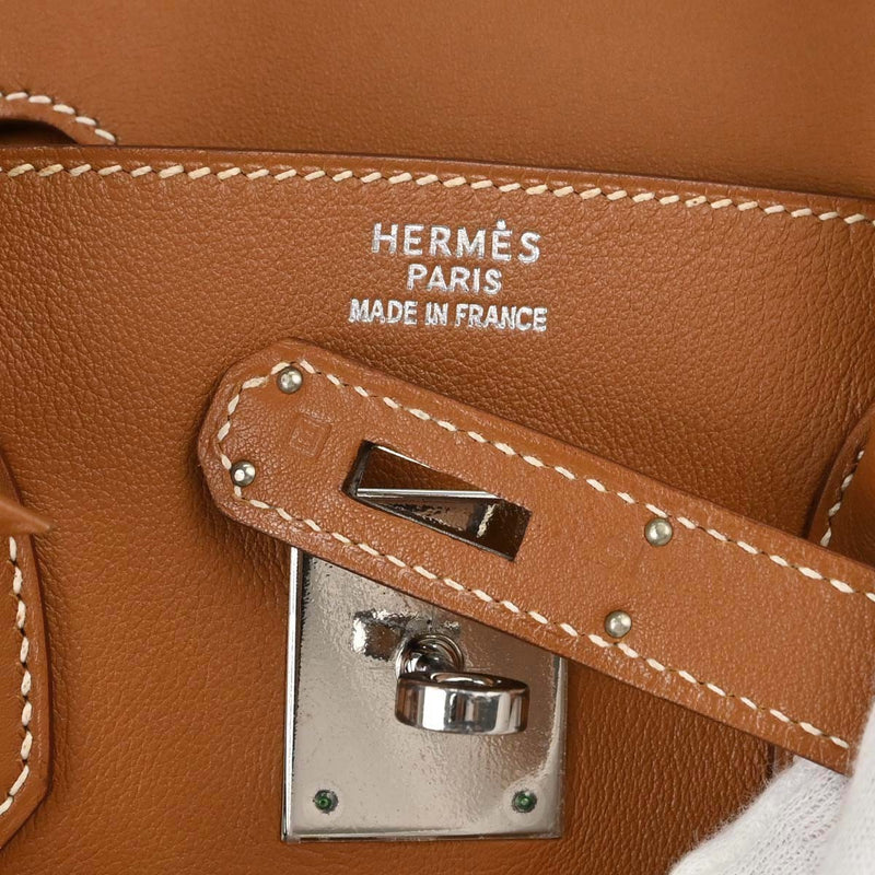 Hermes Birkin Brown Swift With Palladium Hardware Leather Bag