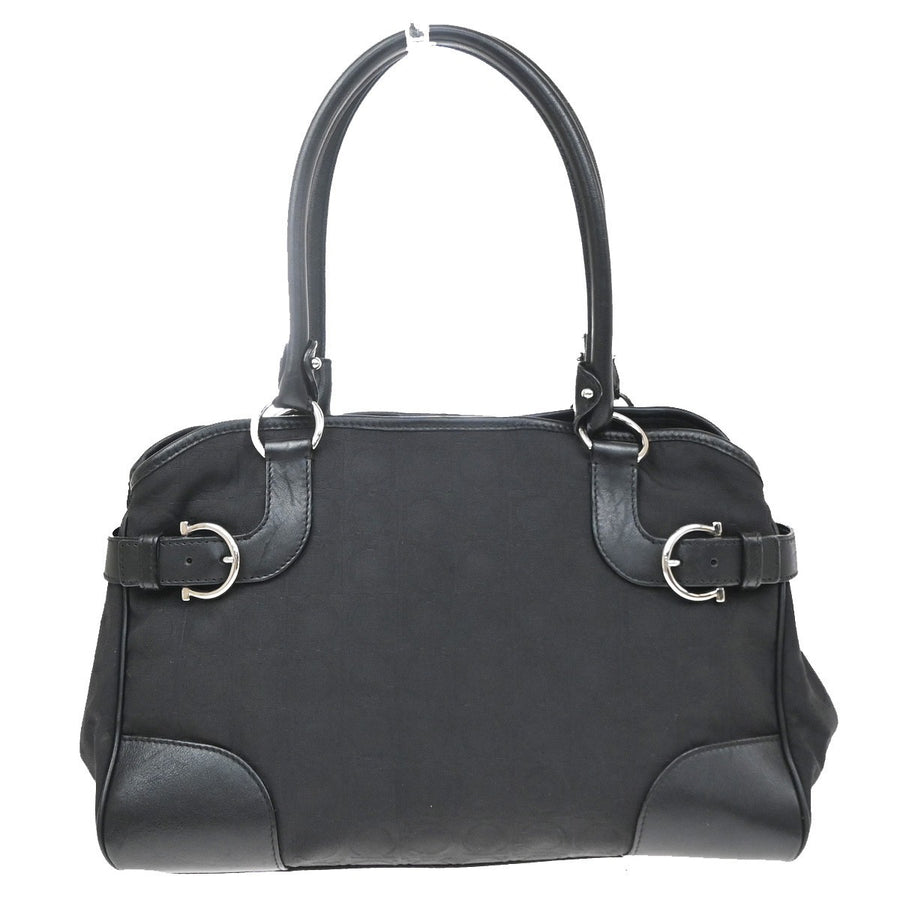 Salvatore Ferragamo Gancini Tote Canvas Black