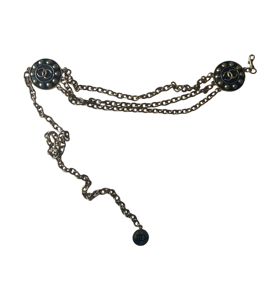 Chanel Vintage Cc Medallion Charms Chain Belt Metal Gold