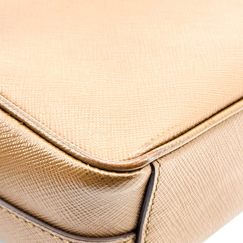 Prada Pushlock Pocket Camera Saffiano Leather Brown Bag