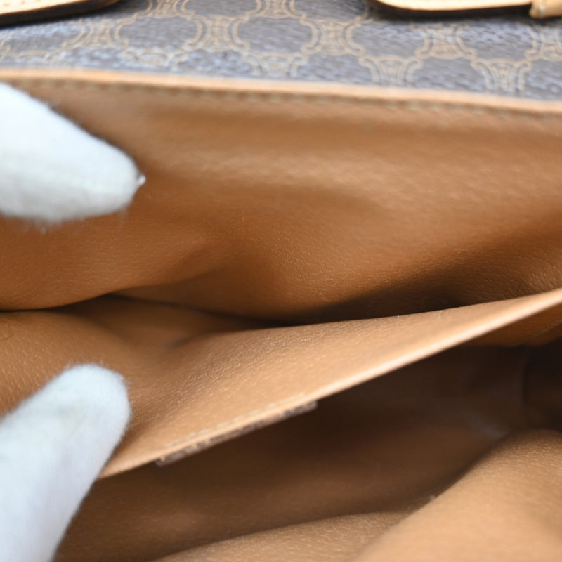 Celine Macadam Shoulder Canvas Brown Bag