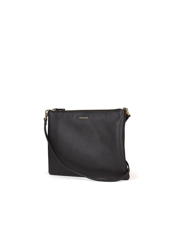 Coccinelle Grained Cowhide Crossbody Bag — Black