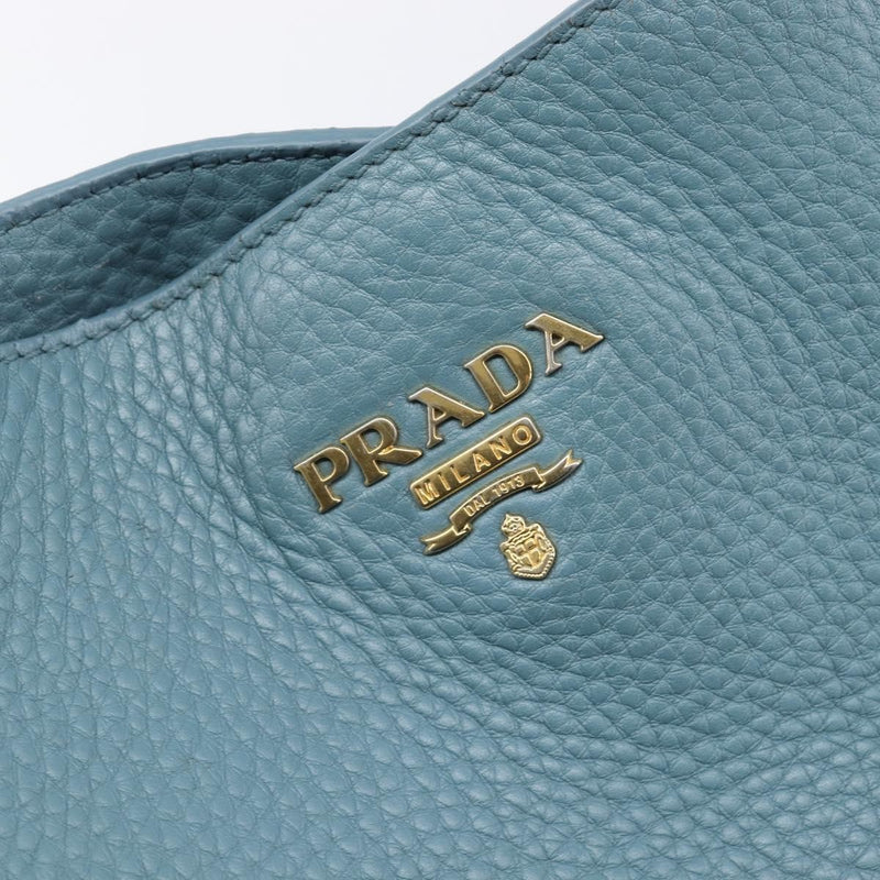 Prada Rolled Hobo Vitello Daino Blue Leather