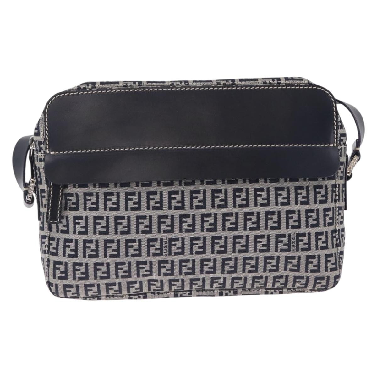 Fendi Shoulder Zucchino Canvas Navy Bag