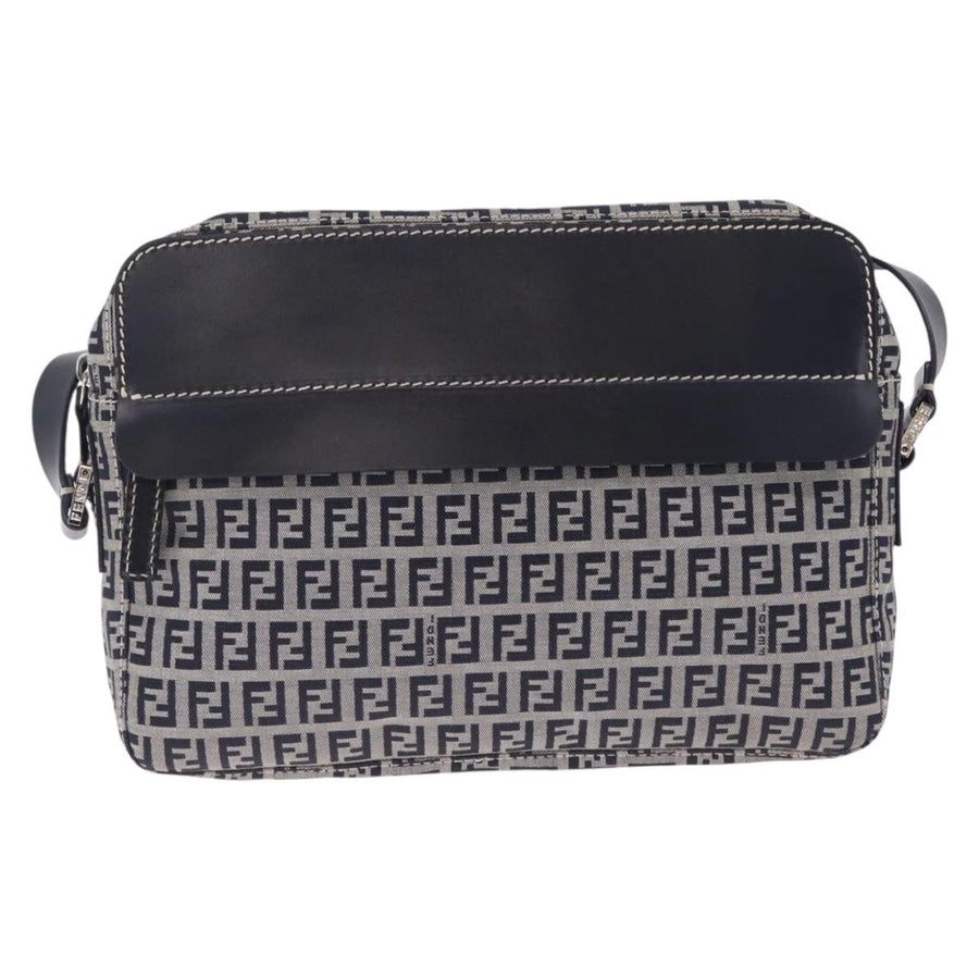Fendi Shoulder Zucchino Canvas Navy Bag