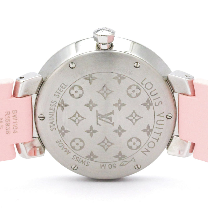 Louis Vuitton Tambour Quartz Stainless Steel And Monogram Rubber Watches