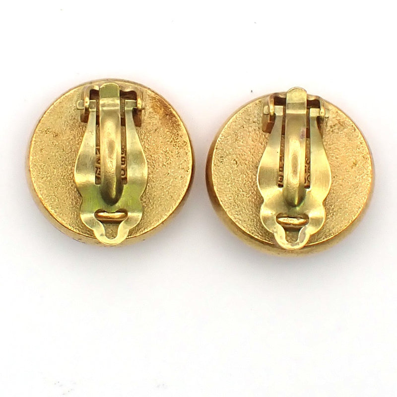 Chanel Vintage Round Cc Button Clip-On Metal And Faux Pearl Gold Gold_plated Bijoux