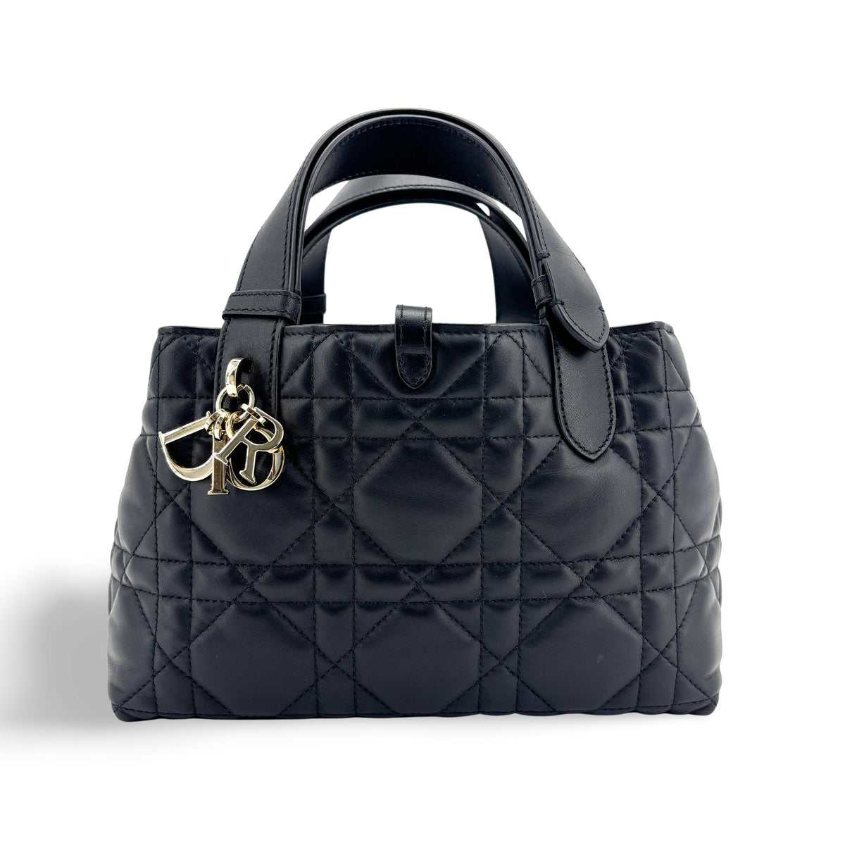 Christian Dior Toujours Macrocannage Quilt Calfskin Black Leather Bag