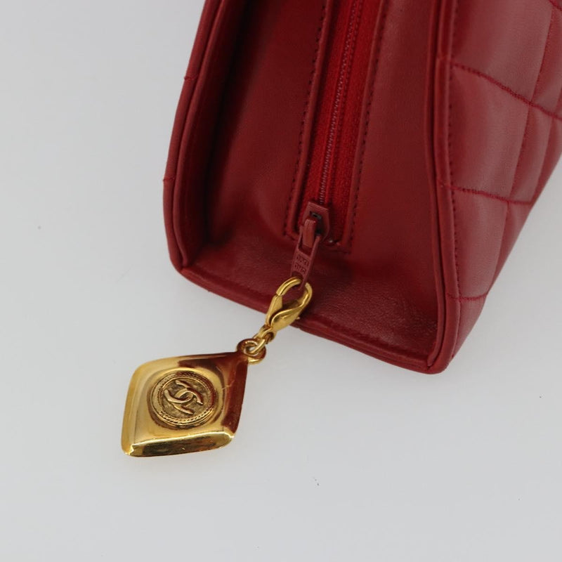 Chanel Vintage Chain Evening Mixed Quilt Lambskin Red Leather Bag