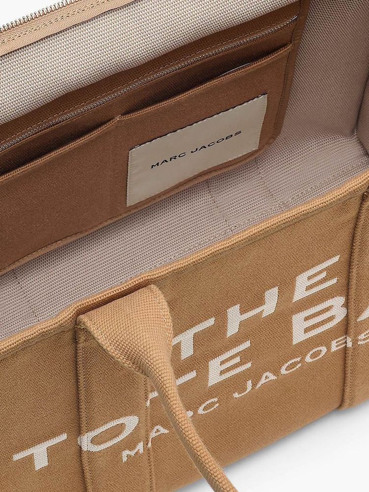 Marc Jacobs Woven Jacquard Logo Tote Bag — Beige