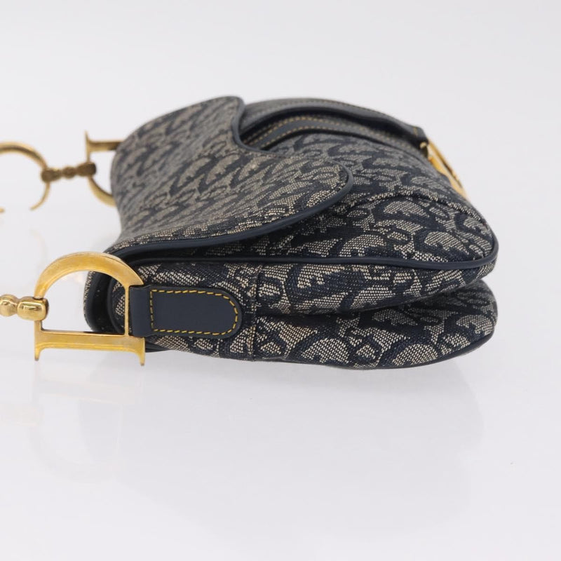 Christian Dior Vintage Double Saddle Diorissimo Canvas Navy Bag