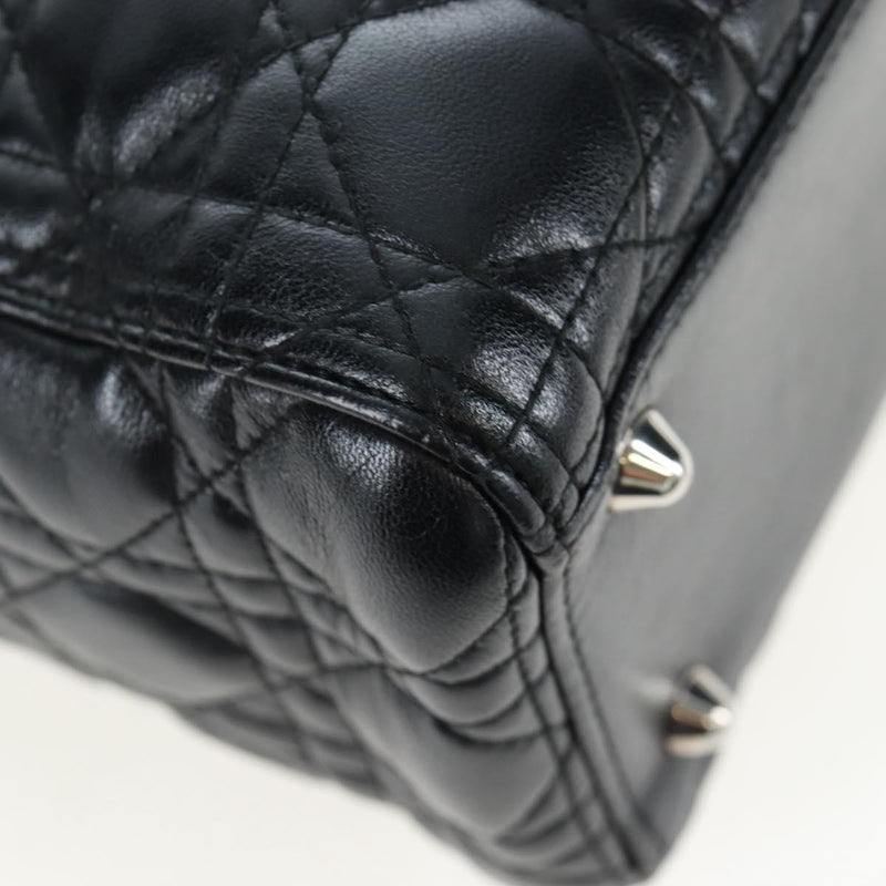 Christian Dior Lady Lambskin Black Leather Bag