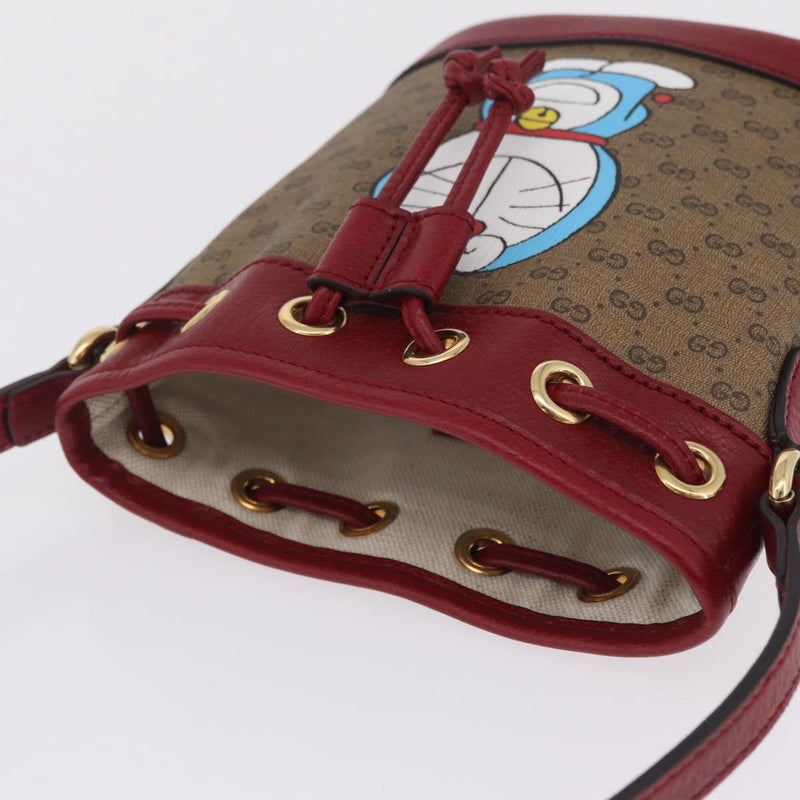Gucci Doraemon Bucket Printed Mini Gg Coated Canvas Beige Bag