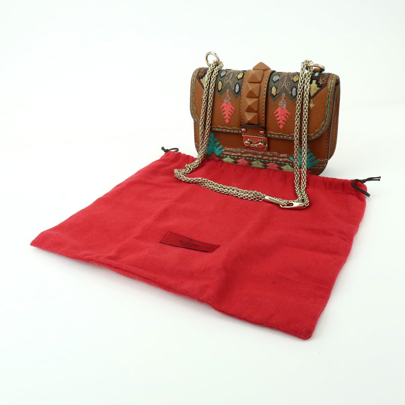Valentino Garavani Glam Lock Leather Brown Bag