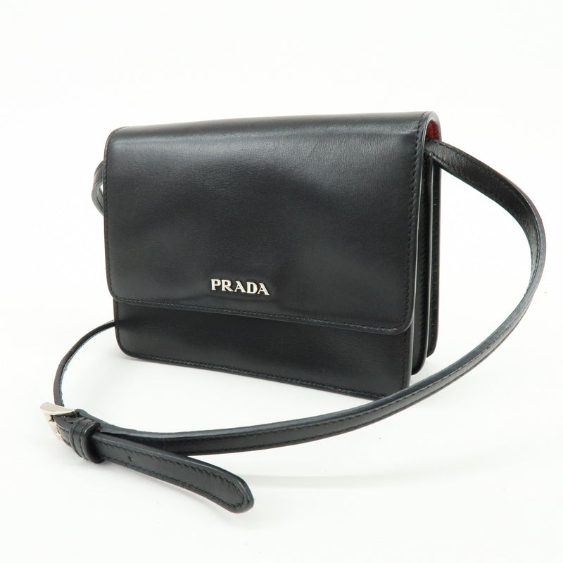 Prada Wallet On Strap City Calfskin Black Leather Bag