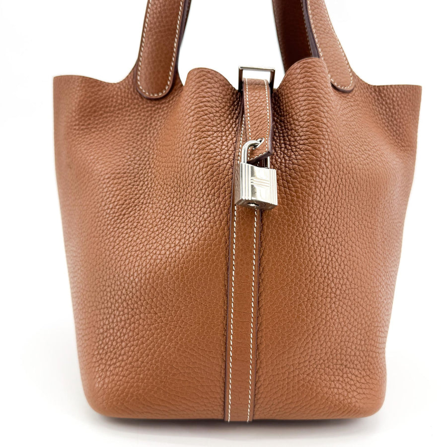 Hermes Picotin Lock Clemence Brown Leather Bag