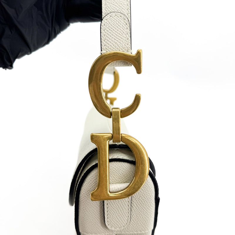 Christian Dior Saddle Leather White Bag