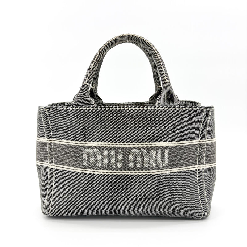 Miu Miu My Logo Leather Black Denim_jeans Bag