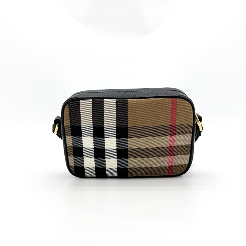 Burberry Camera Vintage Check Canvas Black Bag