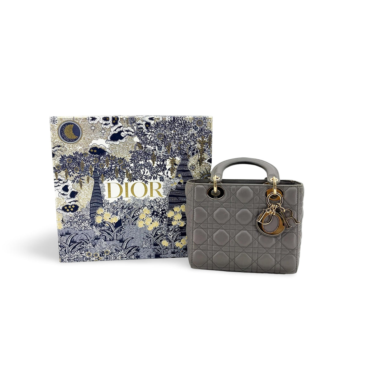 Christian Dior Lady Gray Calfskin Bag