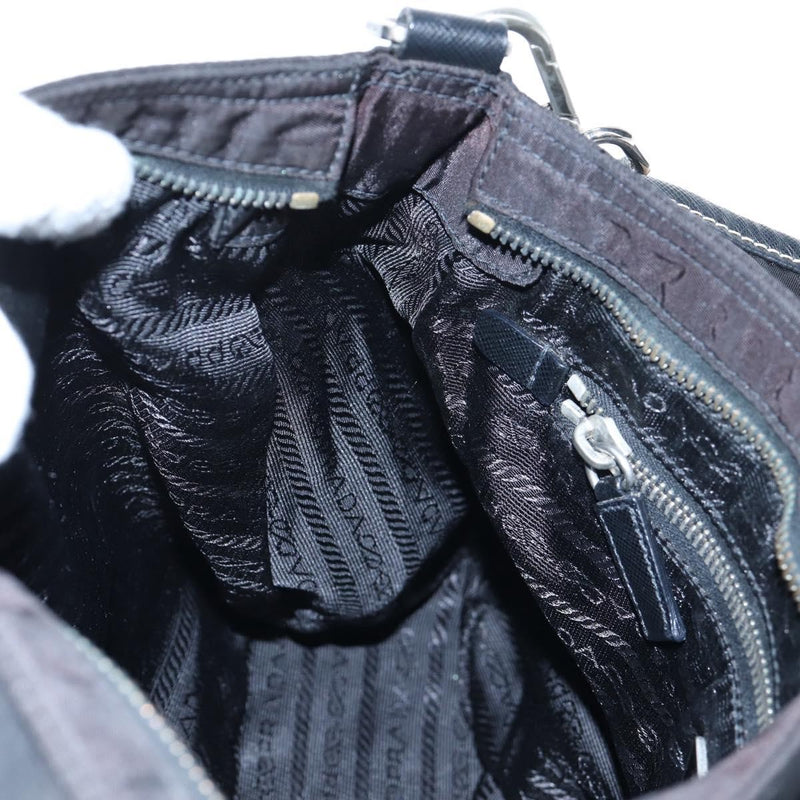 Prada Double Pocket Buckle Flap Tessuto And Leather Black Nylon Bag