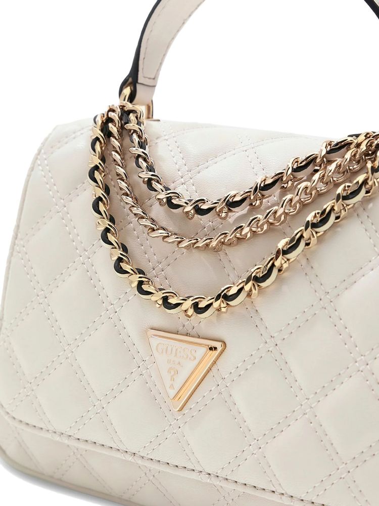 Guess Quilted Polyurethane Crossbody Bag — White