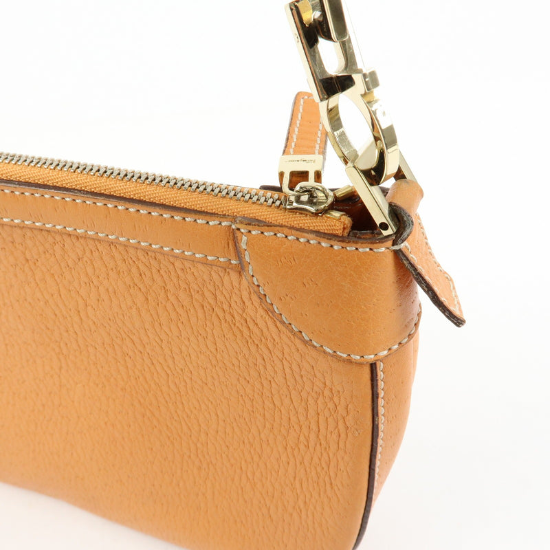Salvatore Ferragamo Gancini Top Handle Leather Orange Bag