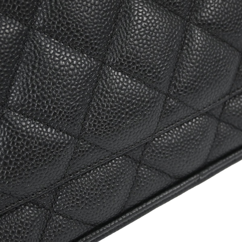 Chanel Medallion Quilted Caviar Black Leather Bag