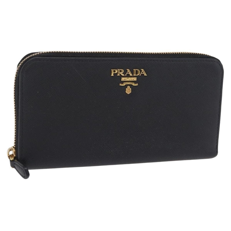 Prada Zip Around Tab Saffiano Leather Black Accessory
