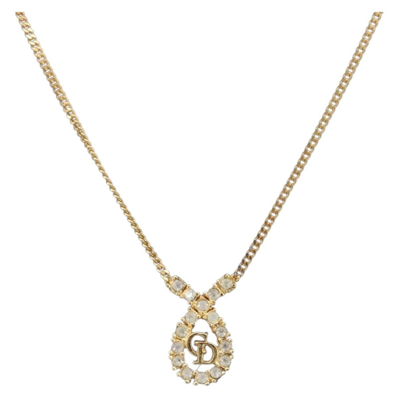 Christian Dior Cd Long Metal With Beads Gold Bijoux