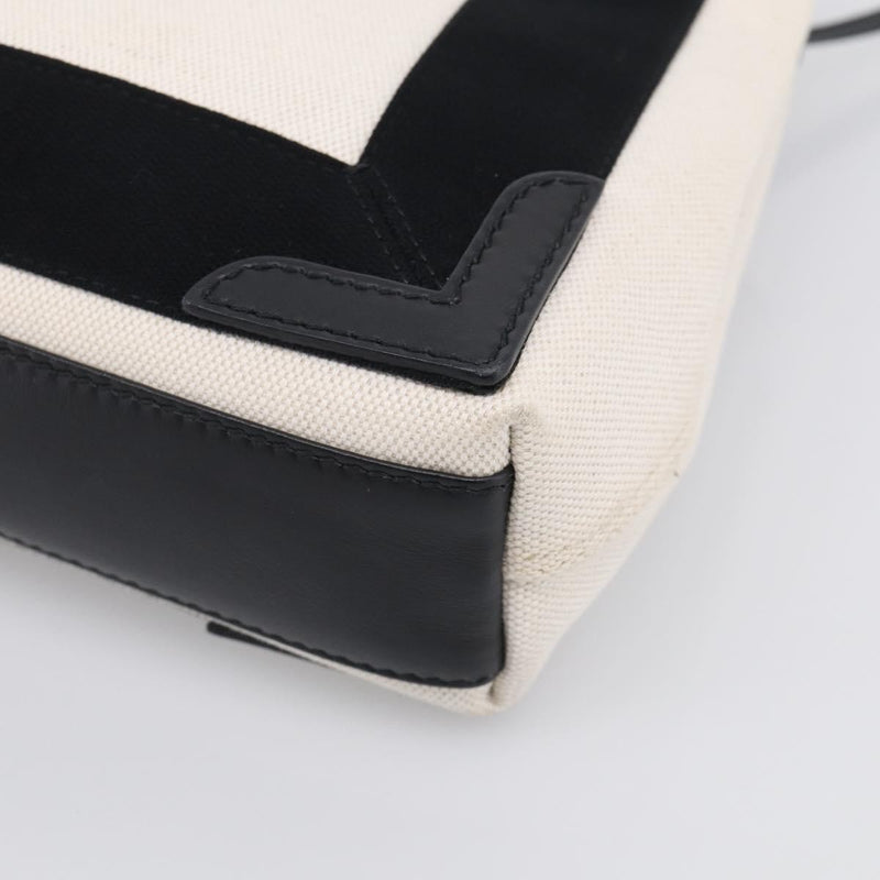 Balenciaga Navy Cabas Canvas With Leather White Bag