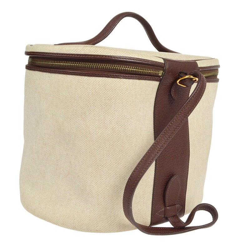 Hermes Acapulco Vanity Toile With Leather Beige Canvas Bag