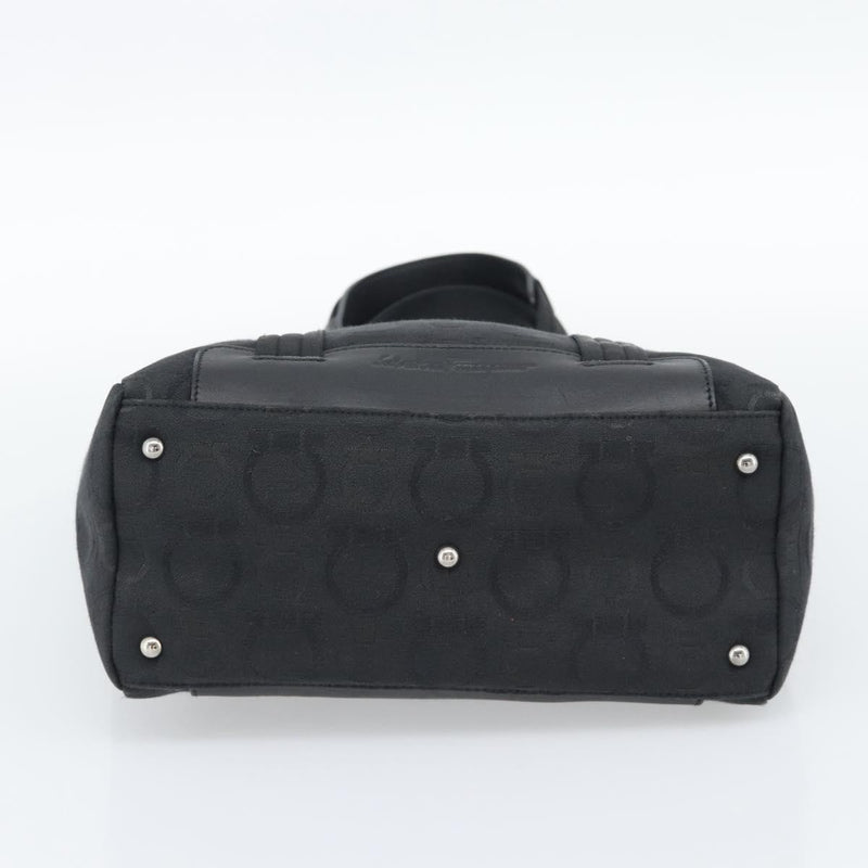 Salvatore Ferragamo Gancini Top Handle Canvas Black Bag