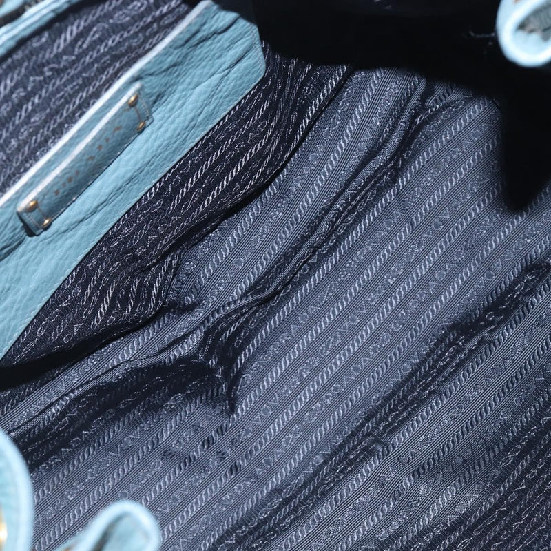 Prada Rolled Hobo Vitello Daino Blue Leather