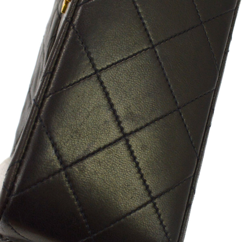 Chanel Classic Timeless Double Flap Quilted Lambskin Black Leather Bag