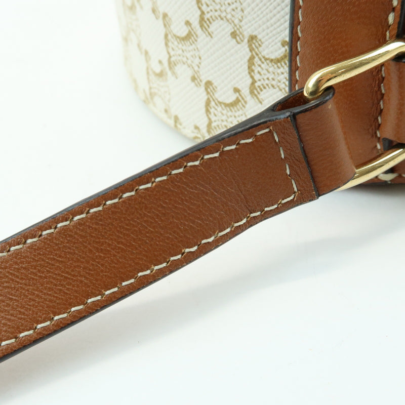 Celine Round Purse On Strap Triomphe Coated Canvas Beige Bag