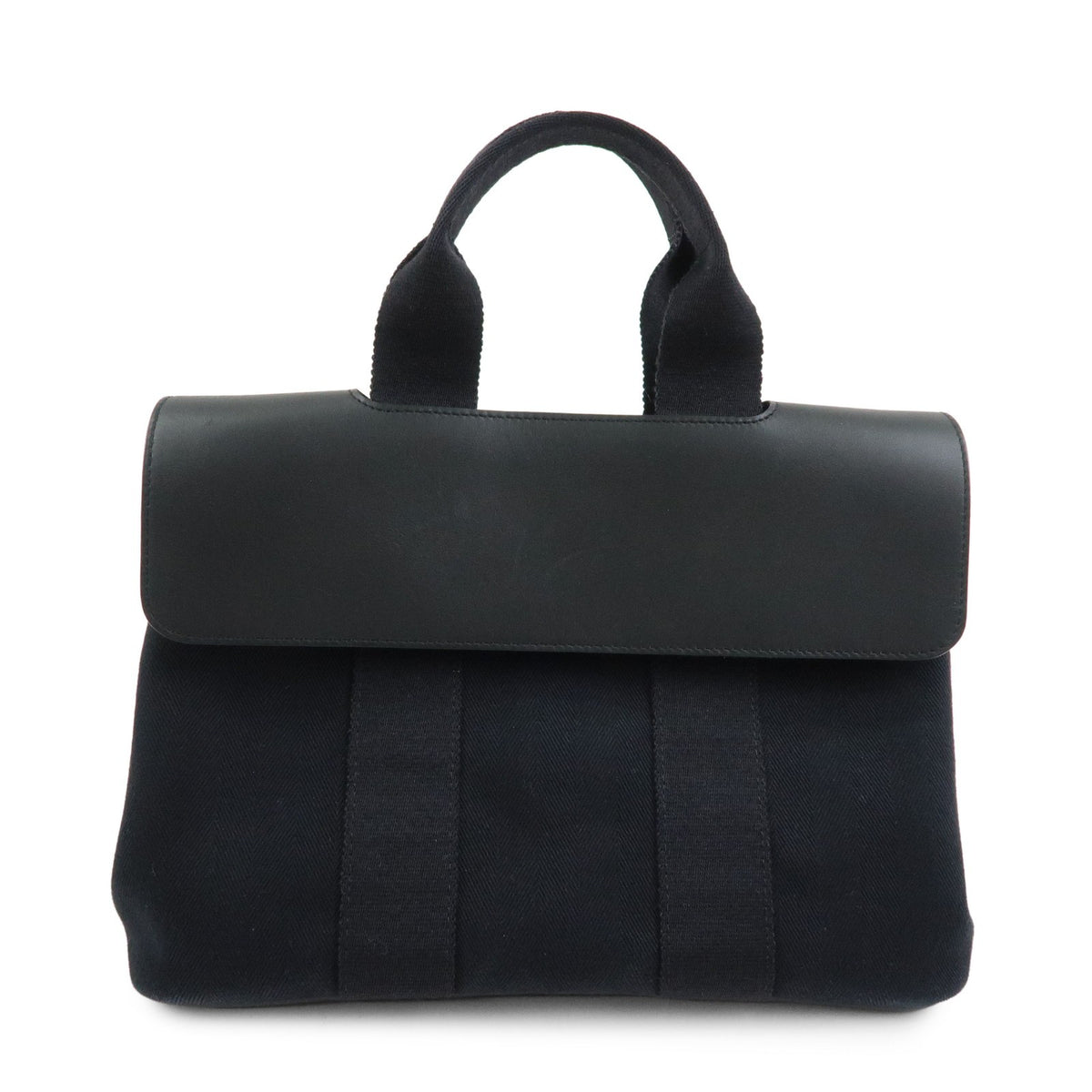 Hermes Valparaiso Toile And Leather Black Canvas Bag