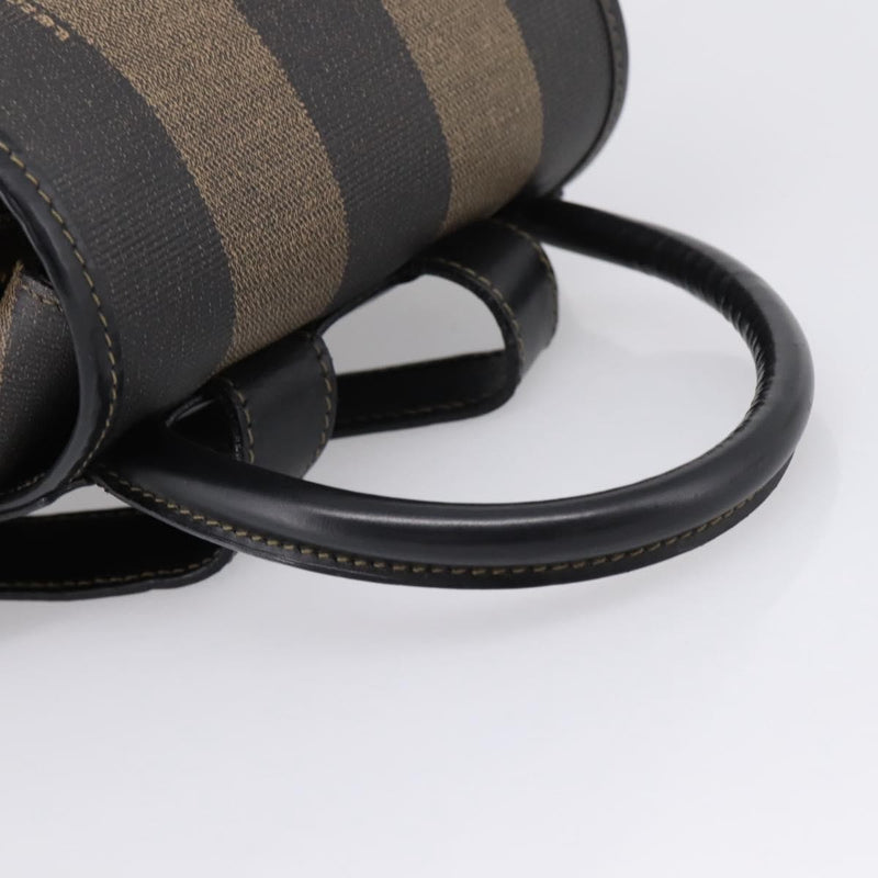 Fendi Vintage Pequin Logo Coated Canvas Brown Bag