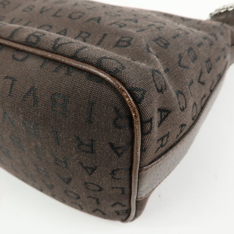 Bvlgari Logomania Suede Brown Canvas Bag