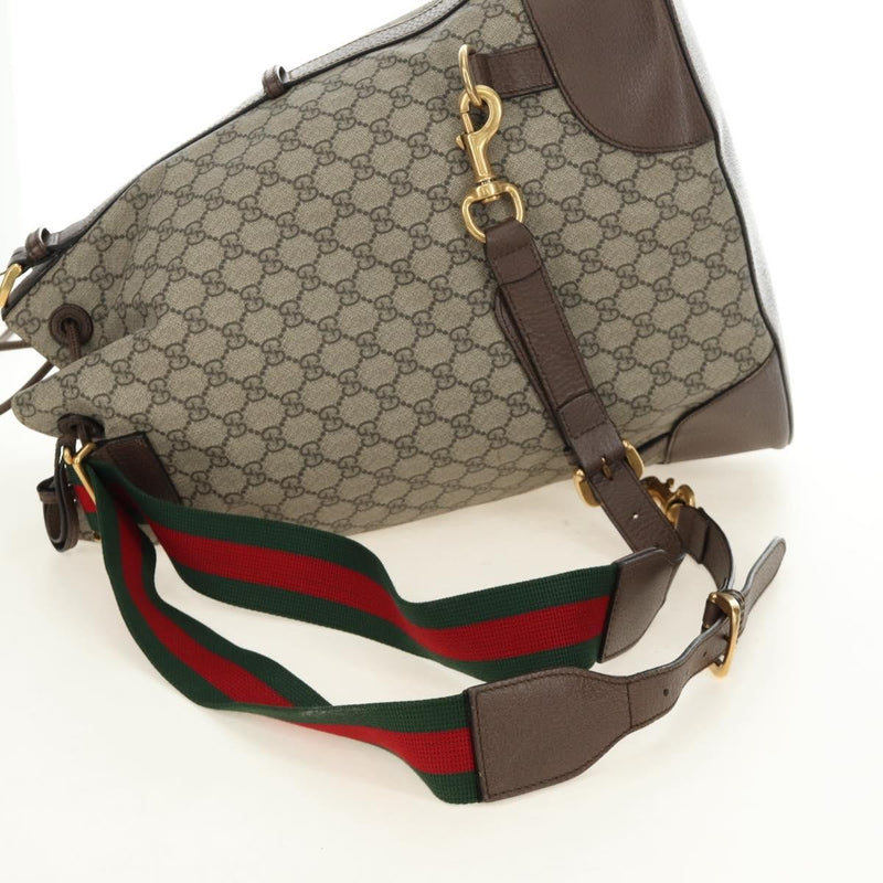 Gucci Neo Vintage Drawstring Bucket Gg Coated Canvas Beige Bag