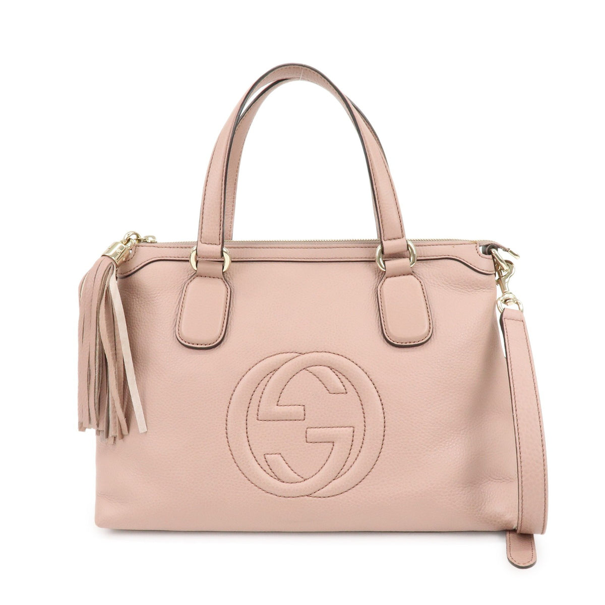 Gucci Soho Convertible Soft Top Handle Leather Pink Bag
