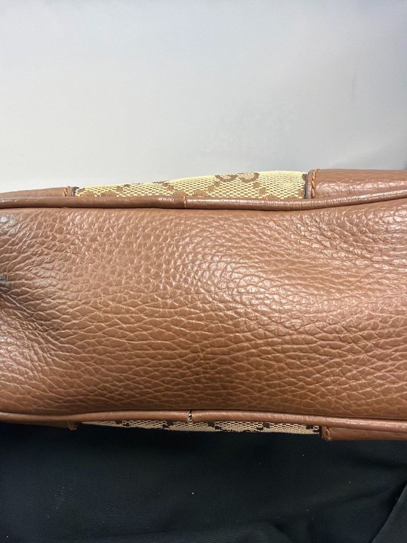 Gucci Bree Disco Gg Canvas With Leather Brown Bag