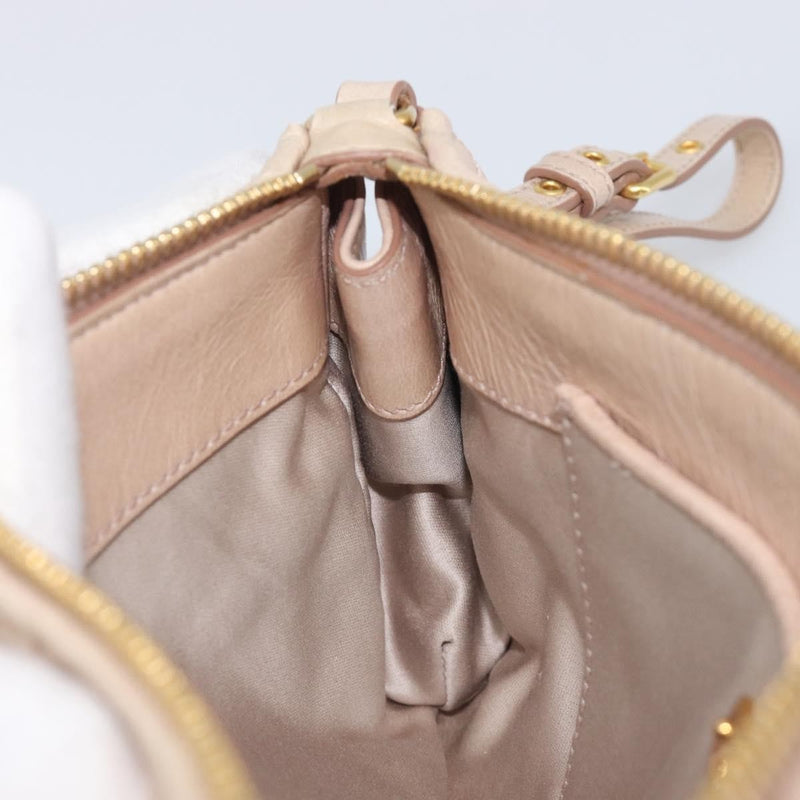 Miu Miu Zip Wristlet Matelasse Leather Beige Bag