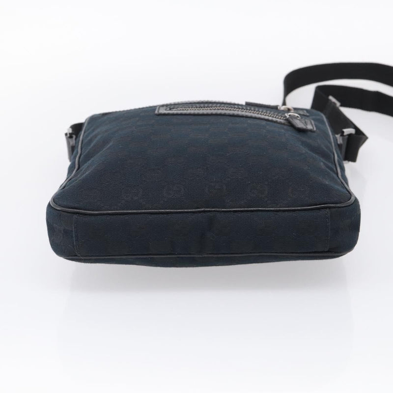 Gucci Front Zip Messenger Canvas And Leather Black